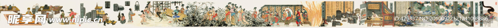 国画长卷茶经图