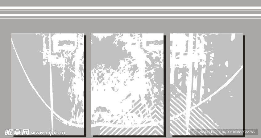 灰色 线条 抽象 无框画