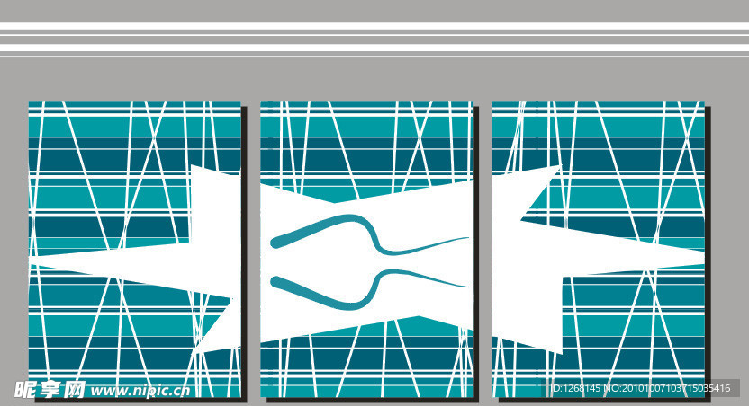 蓝色 星星 线条 抽象 无框画