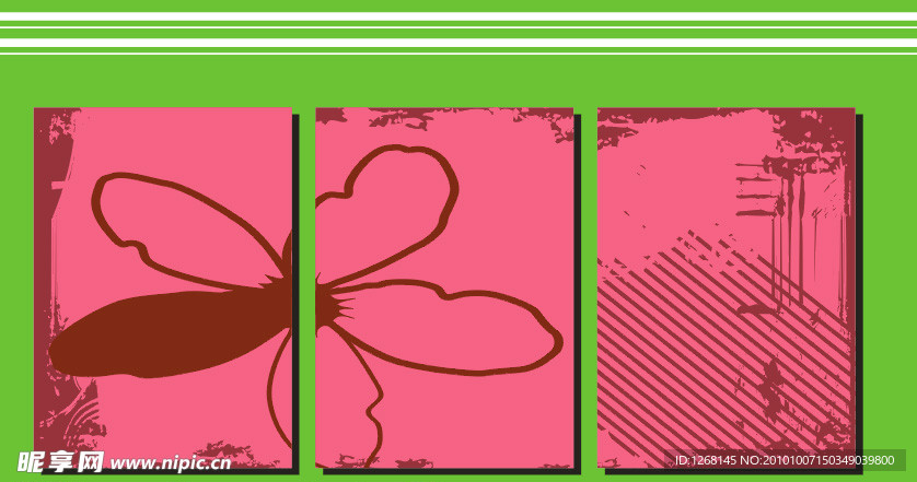 红色 桃心 线条 抽象 无框画