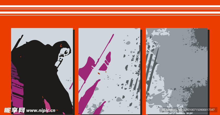 卡通 黑色 卡通男孩 线条 抽象 无框画