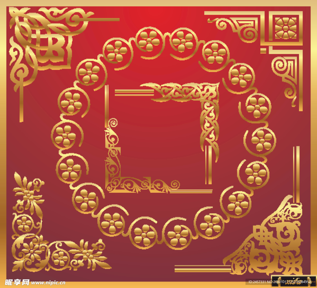 欧式金色花纹花边 边框