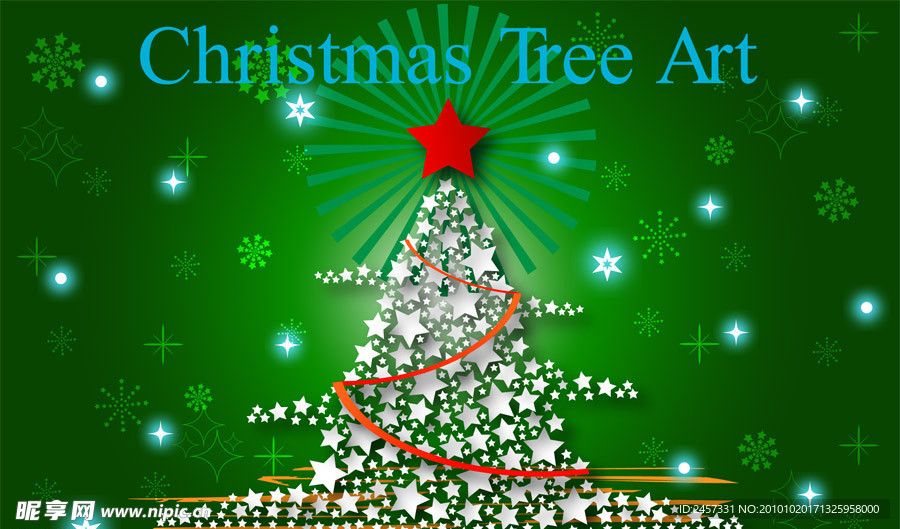 圣诞 贺卡 背景 雪花 光线 星星圣诞树