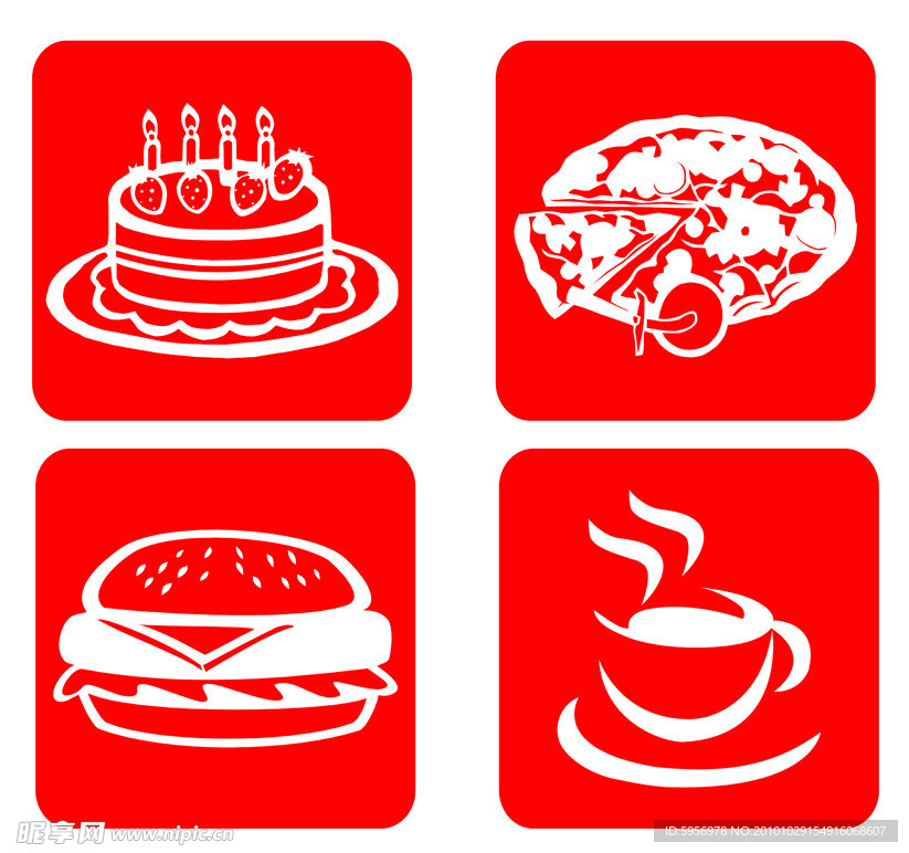 蛋糕 面包 咖啡 汉堡矢量图