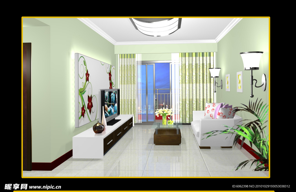 室内设计图 绿客厅