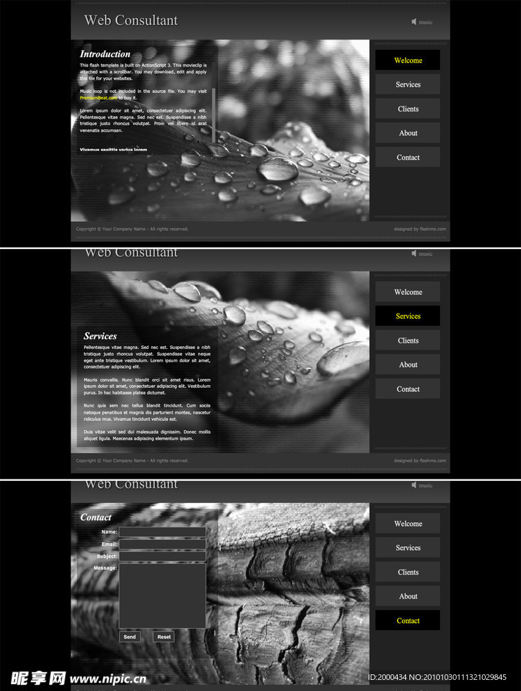 漂亮换图简洁FLASH网站模板