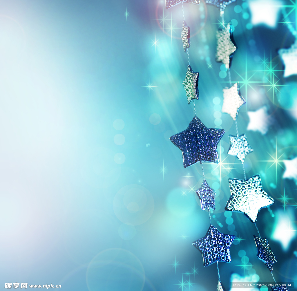 蓝色星星圣诞贺卡背景