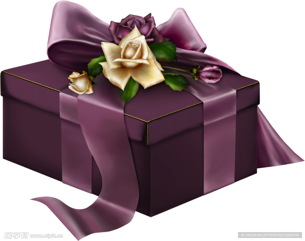丝带玫瑰花礼物盒