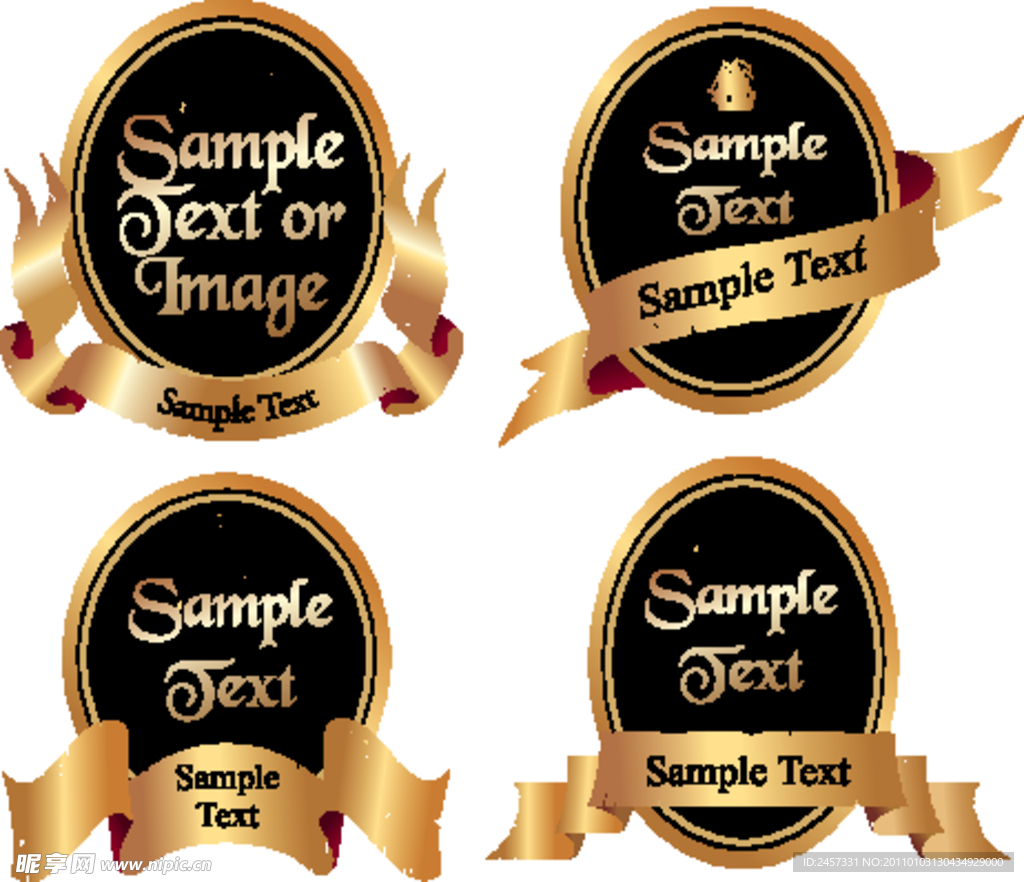 金色边框丝带标签