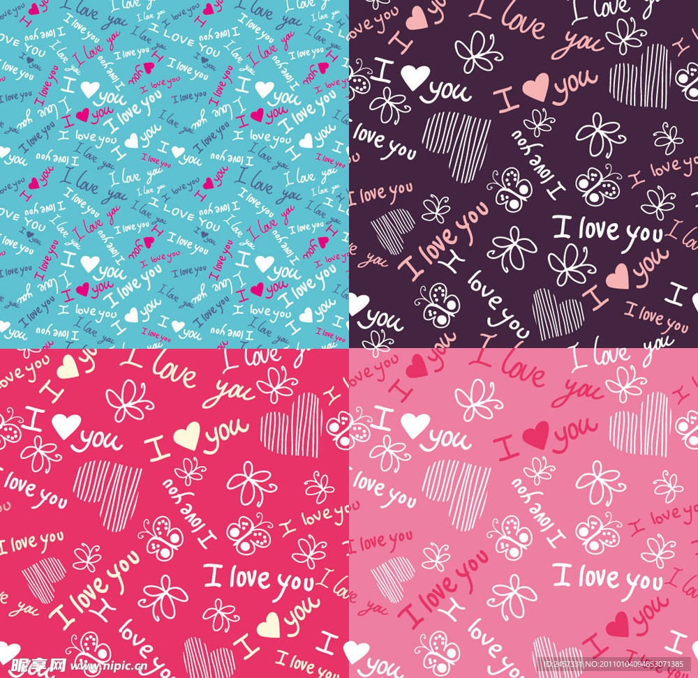 手绘手写情人节爱心矢量素材