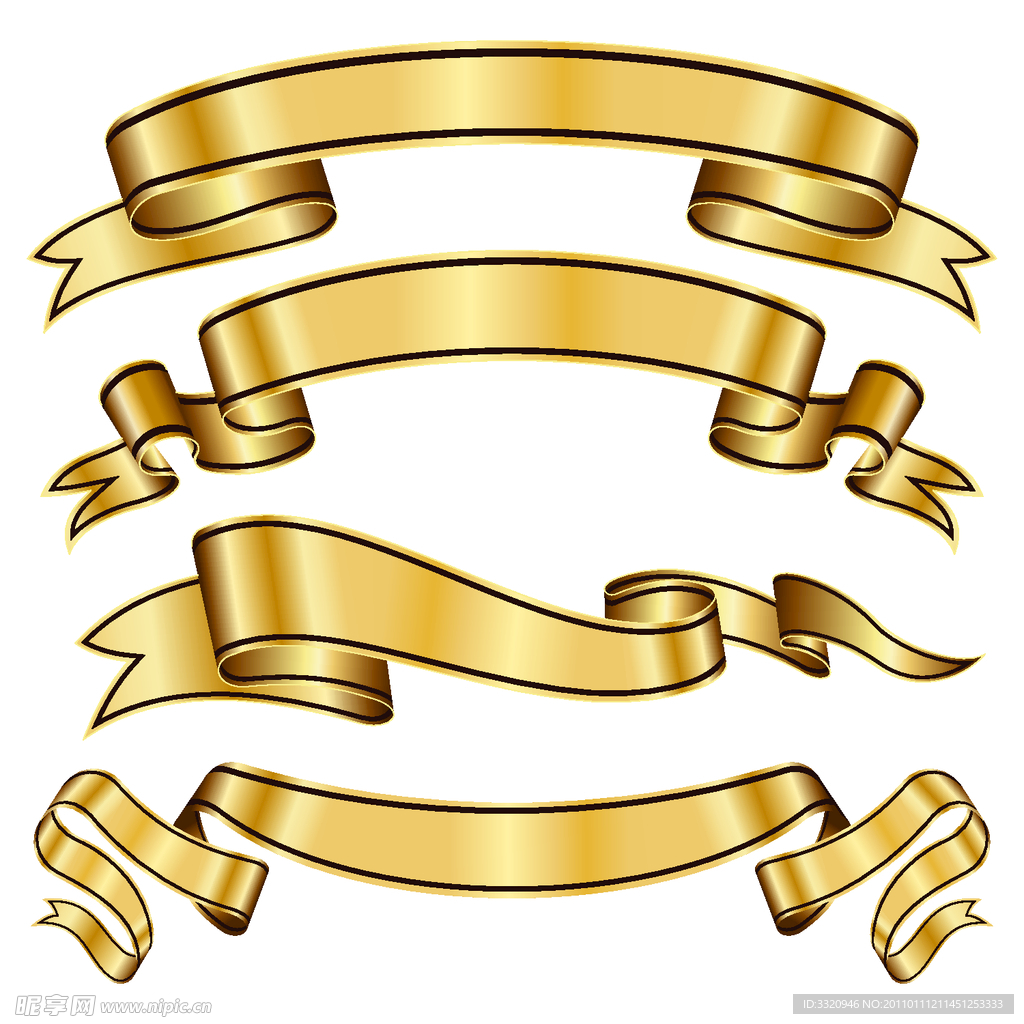 金色丝带矢量素材