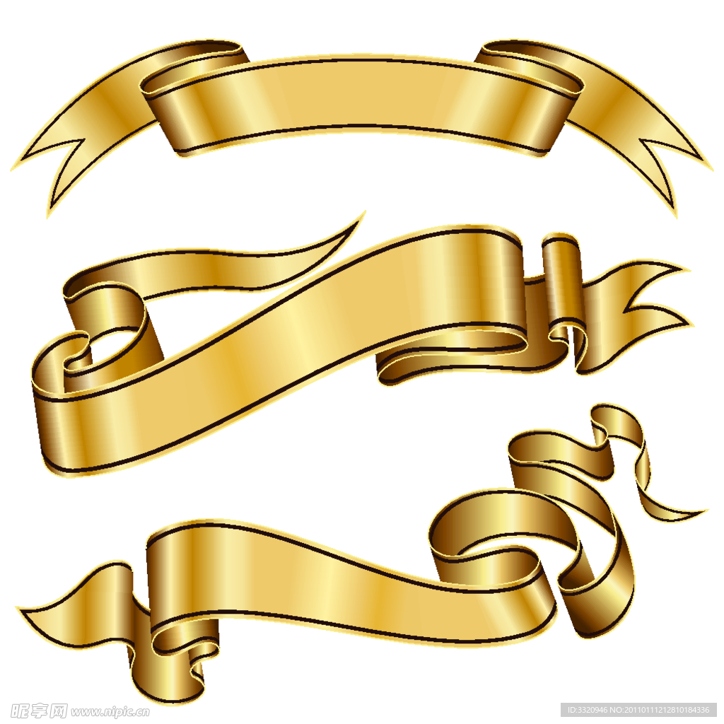 金色丝带矢量素材