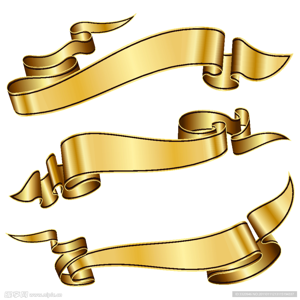 金色丝带矢量素材
