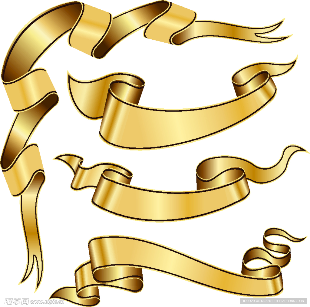 金色丝带矢量素材