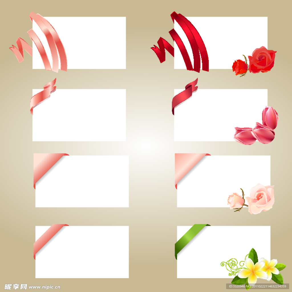 花朵丝带卡片矢量素材