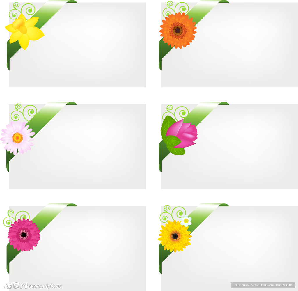 花朵丝带卡片矢量素材