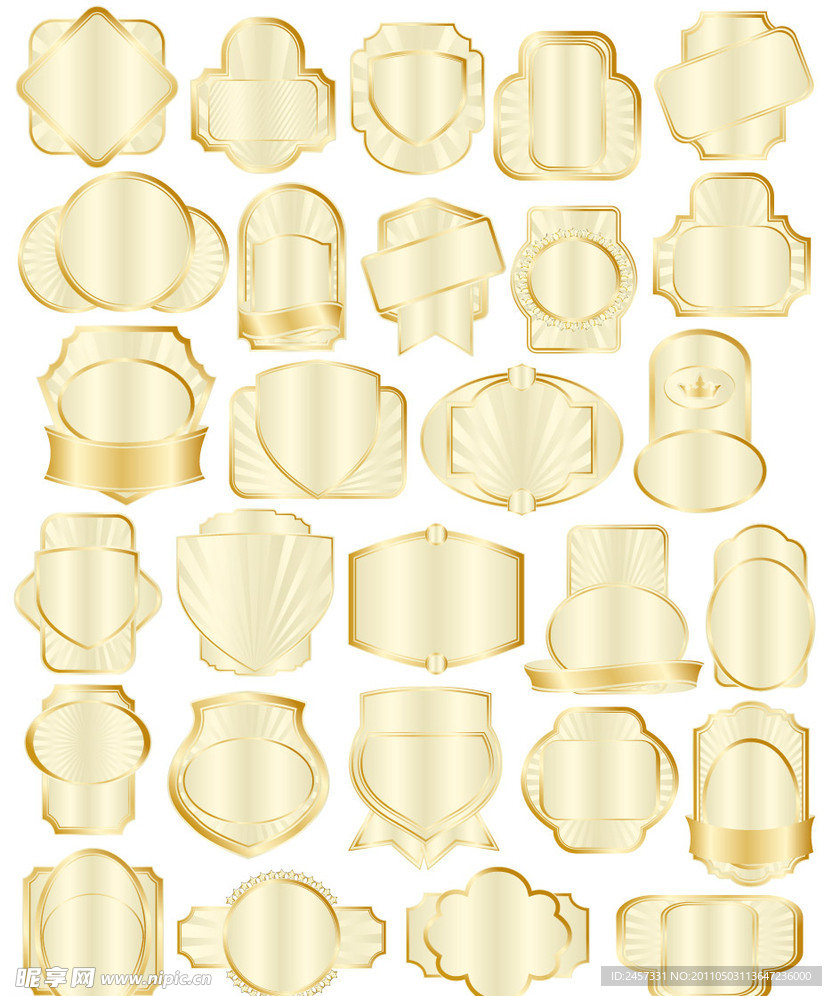 金色边框丝带标签