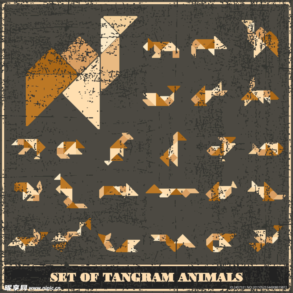 折纸动物图标矢量