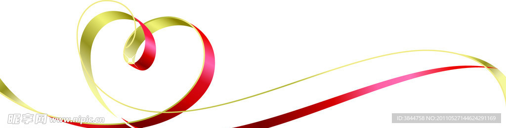 矢量彩色心形丝带