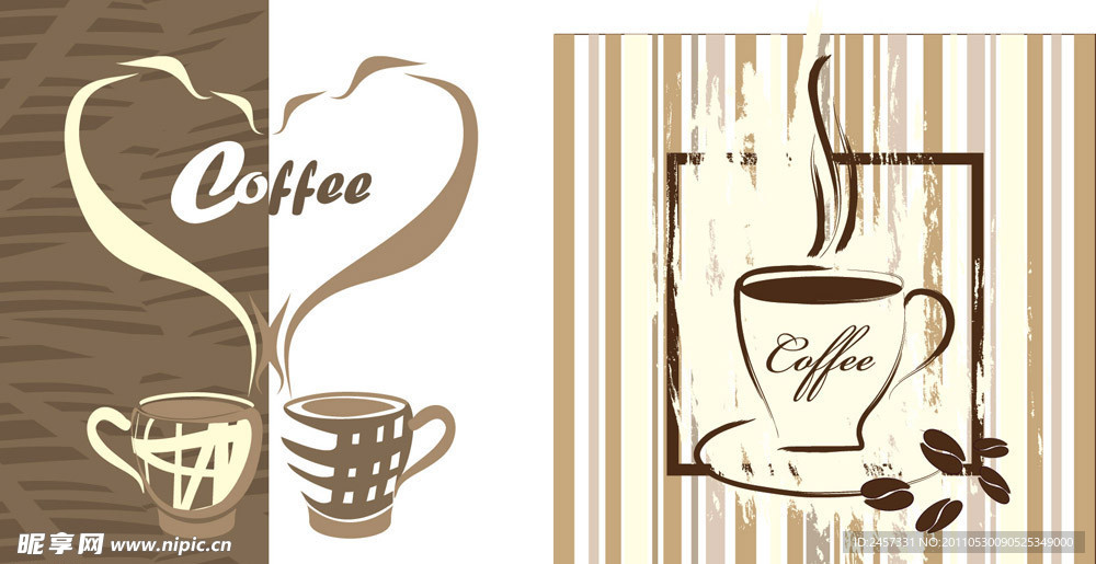 手绘爱心咖啡背景矢量