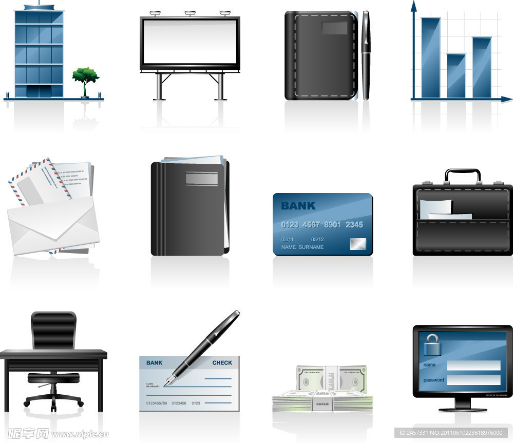 商务金融图标矢量