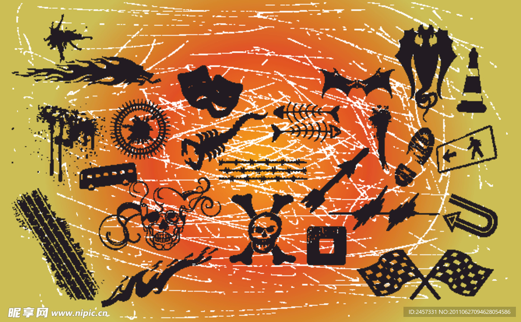 墨迹手绘图标矢量