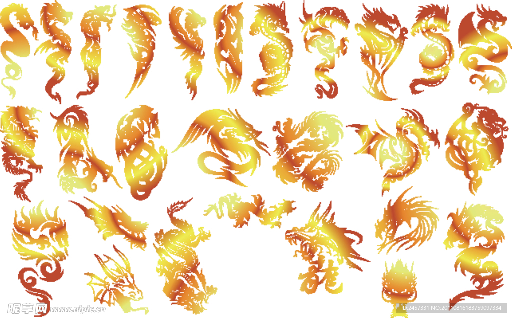 金龙纹身图案矢量