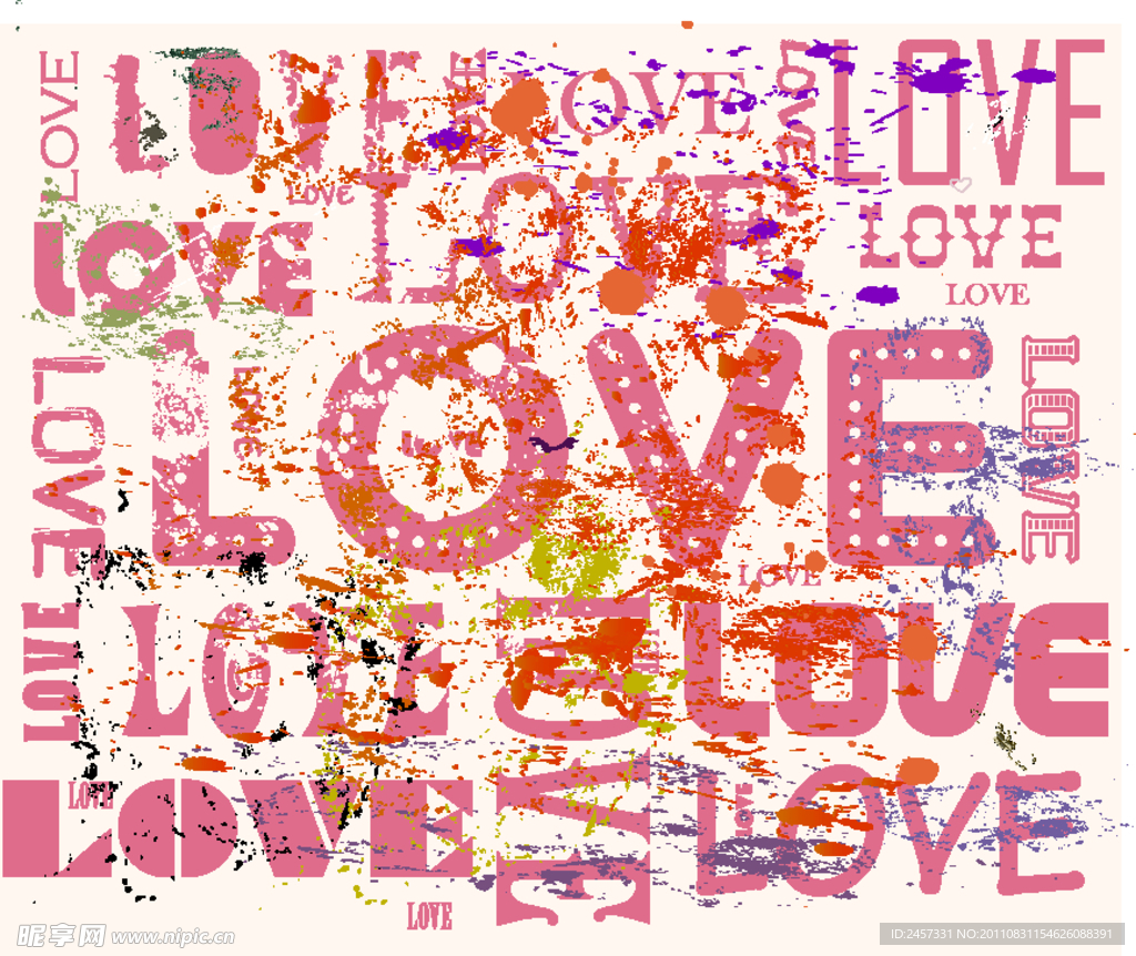 墨迹情人节love字母背景