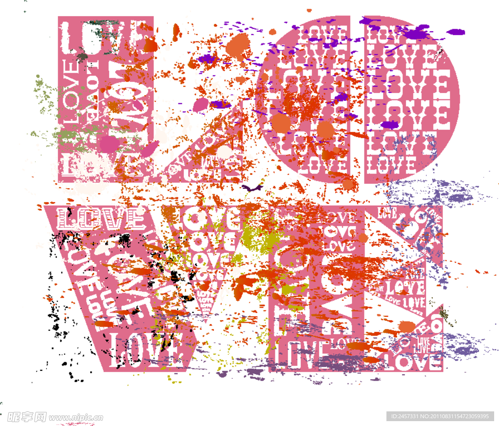 墨迹情人节love字母背景