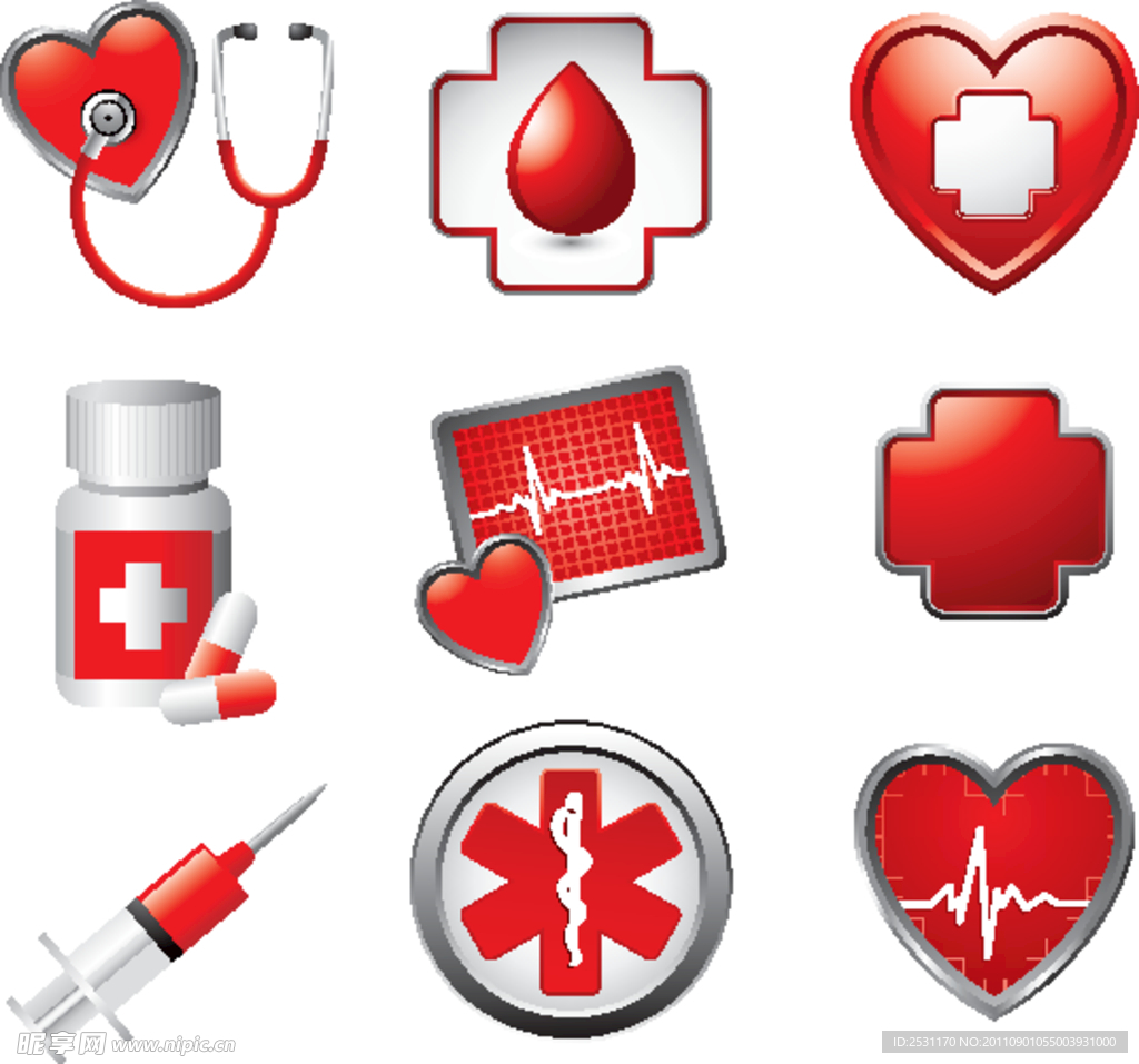 医院医疗图标矢量