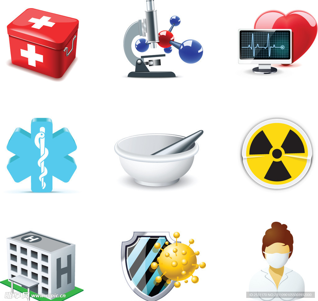 医院医疗图标矢量