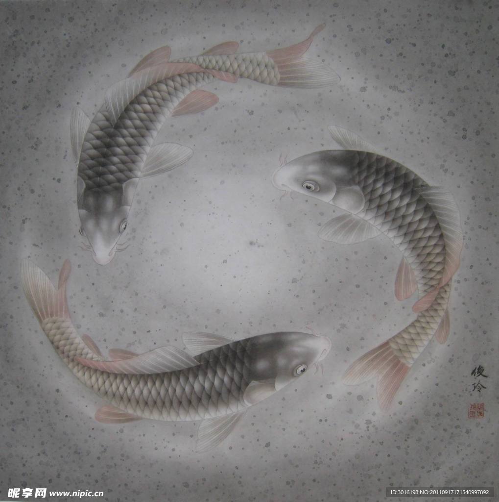 国画鲤鱼