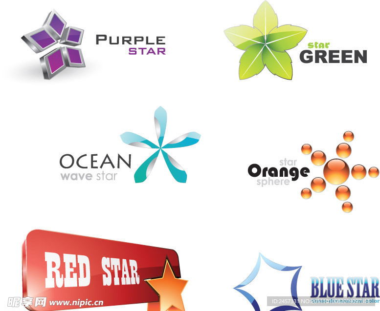 3d标志logo星星图标矢量