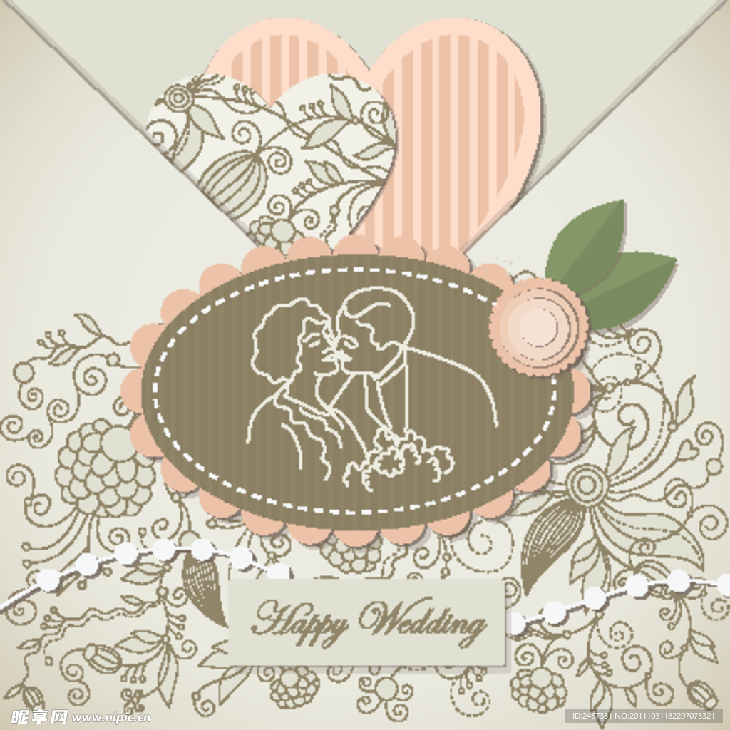 婚礼卡片喜帖 梦幻花纹