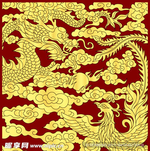 矢量原创龙凤图案