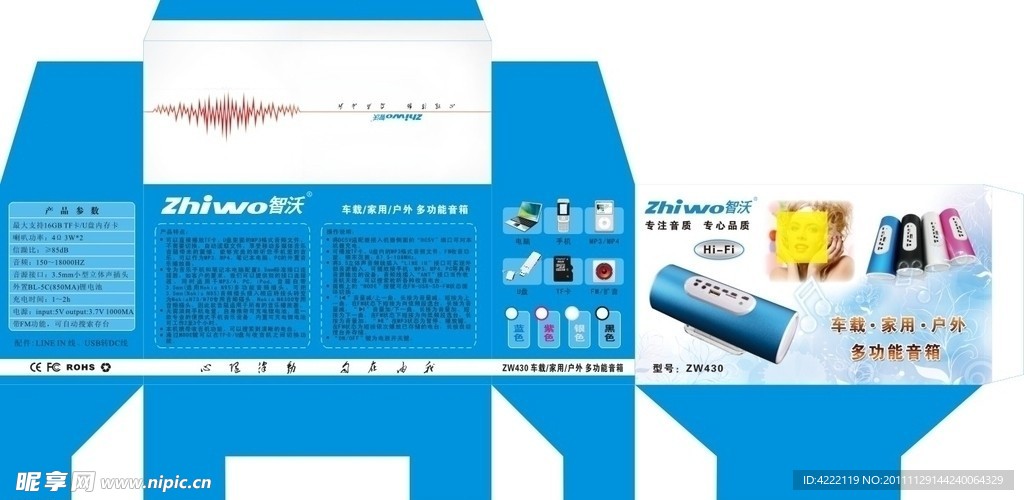 ZW430圆筒音箱包装盒