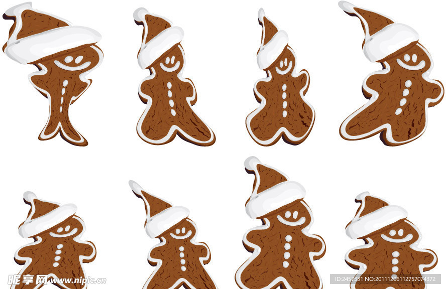 圣诞雪人糕点表情图标矢量