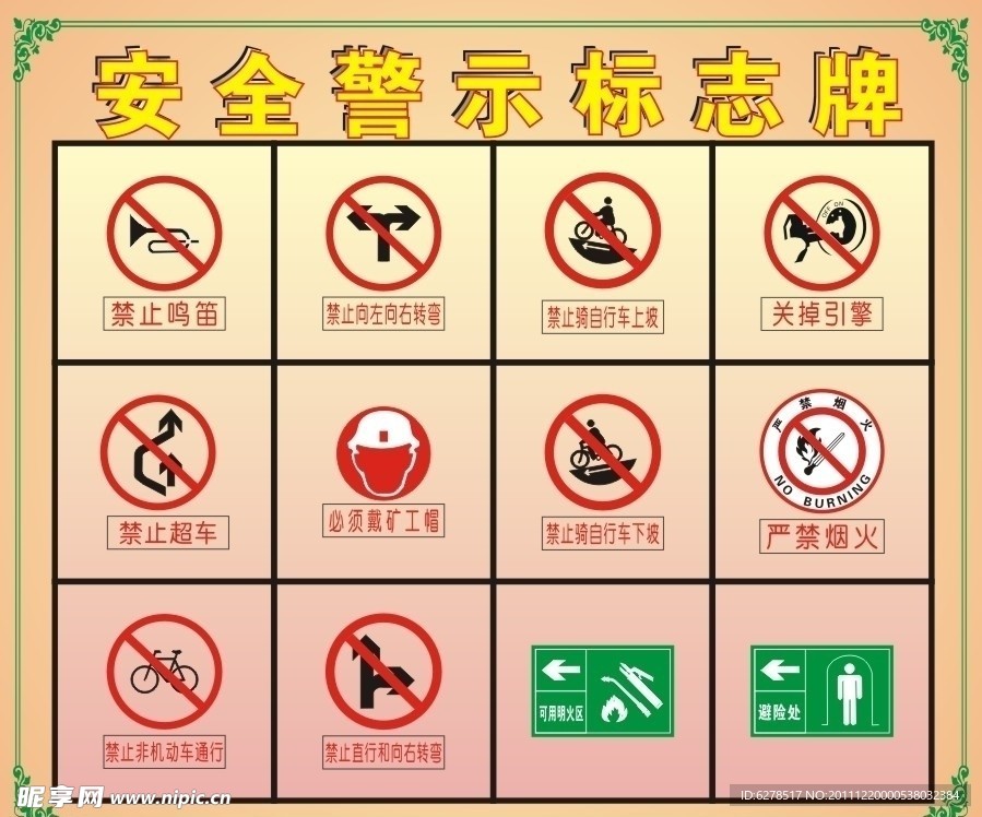 安全警示标志牌