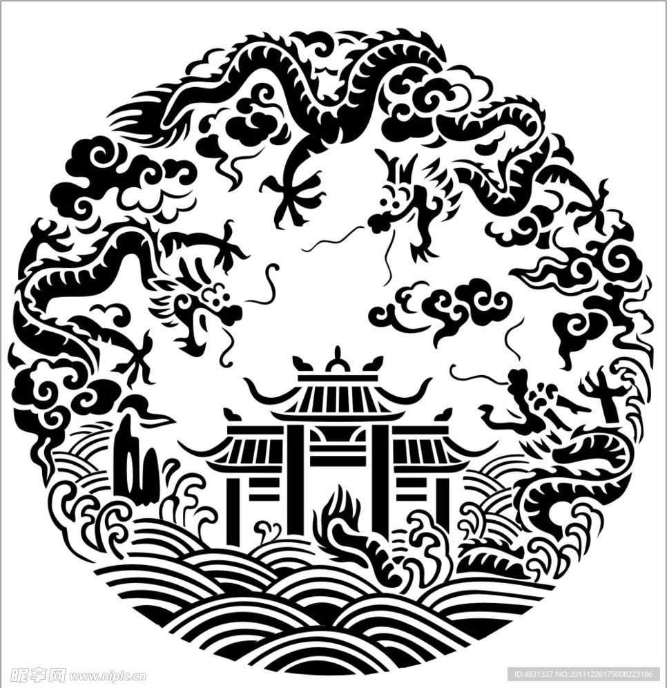 中国 传统 吉祥 团龙龙