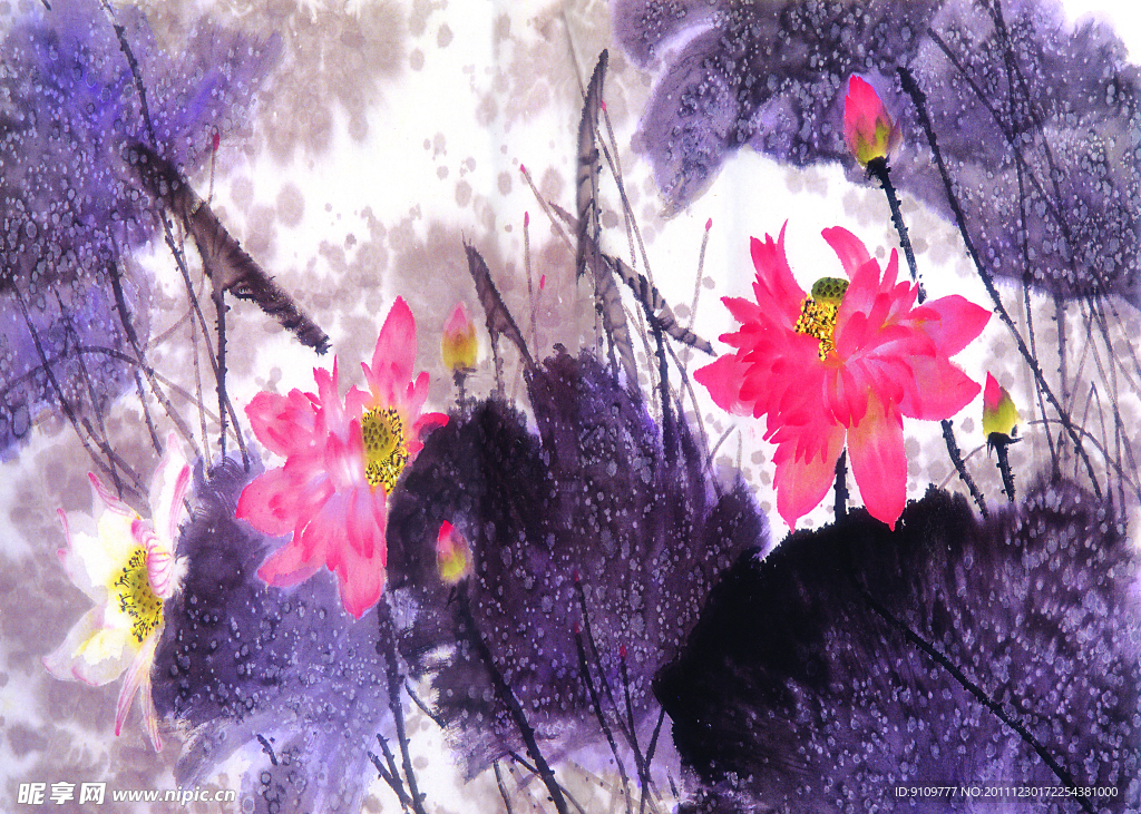荷花水墨画