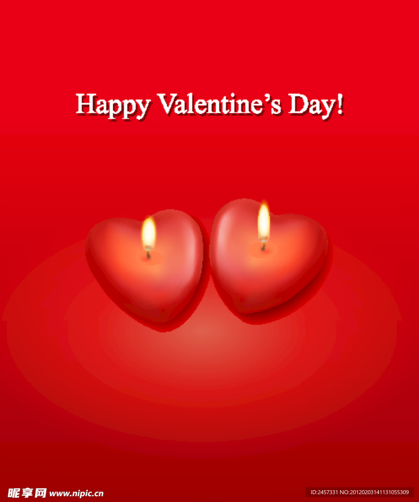 情人节爱心蜡烛矢量