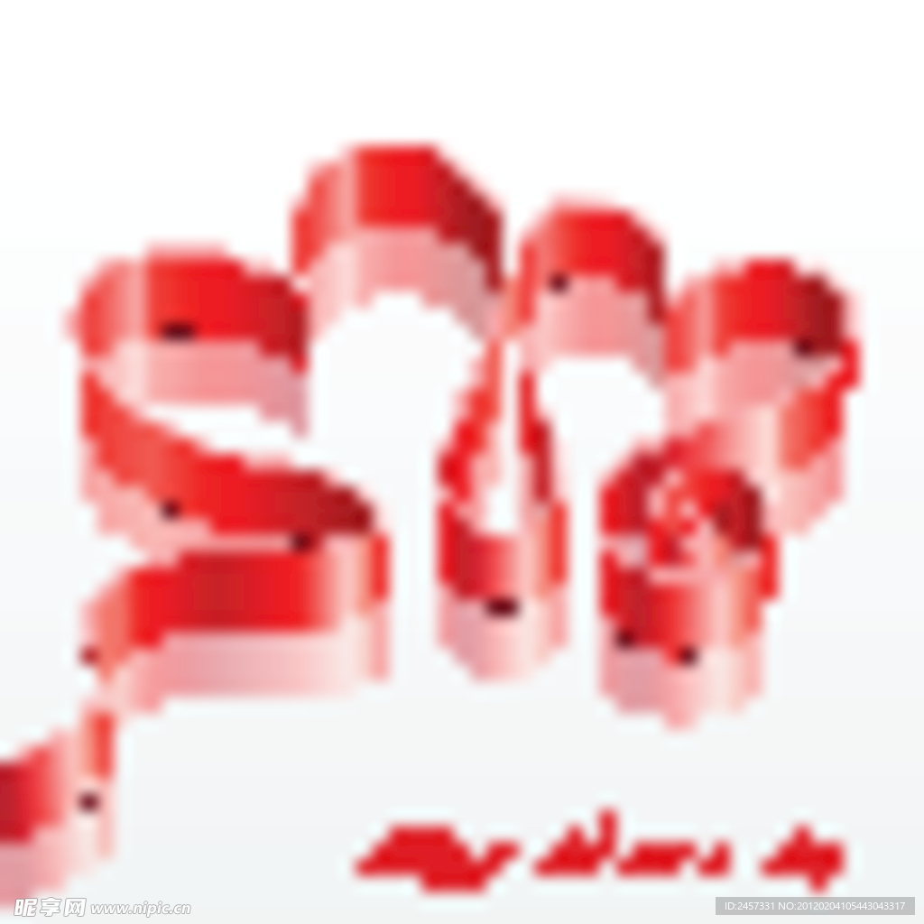 丝带爱心背景矢量