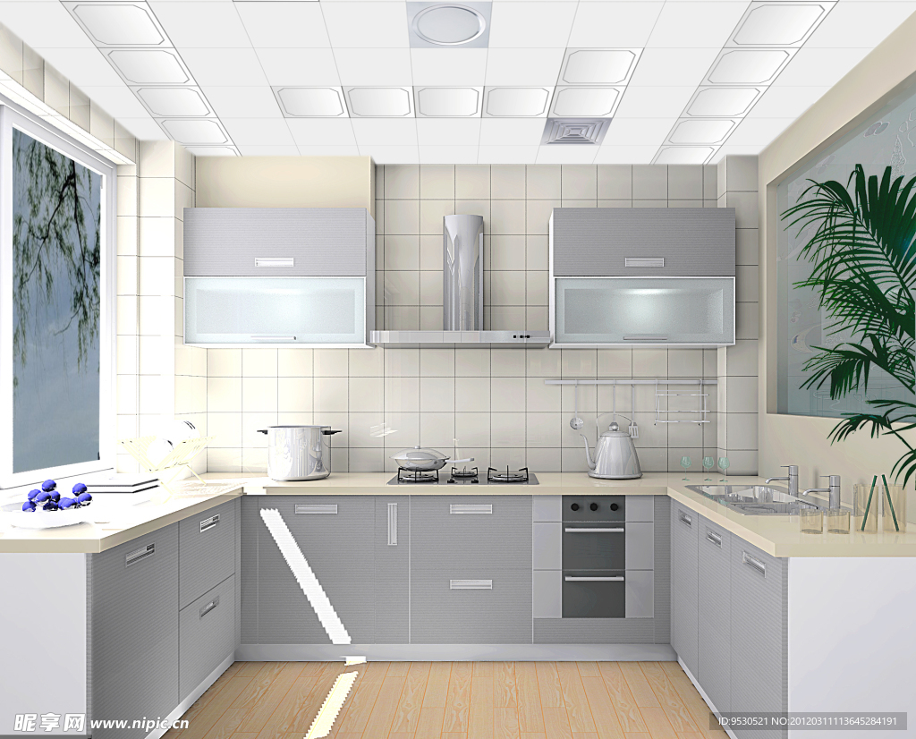 圆美艺术吊顶厨房效果图