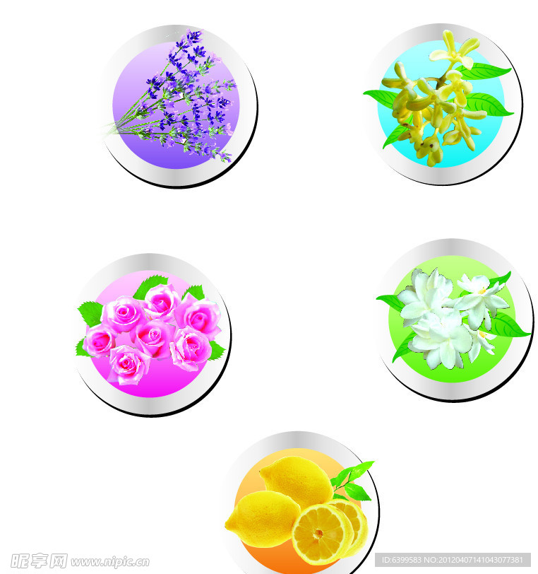 广告素材花朵水果图标