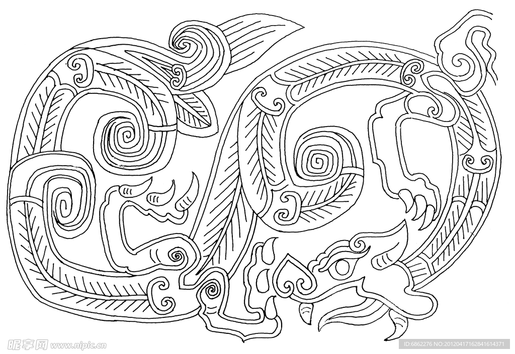 秦简单线条龙纹理