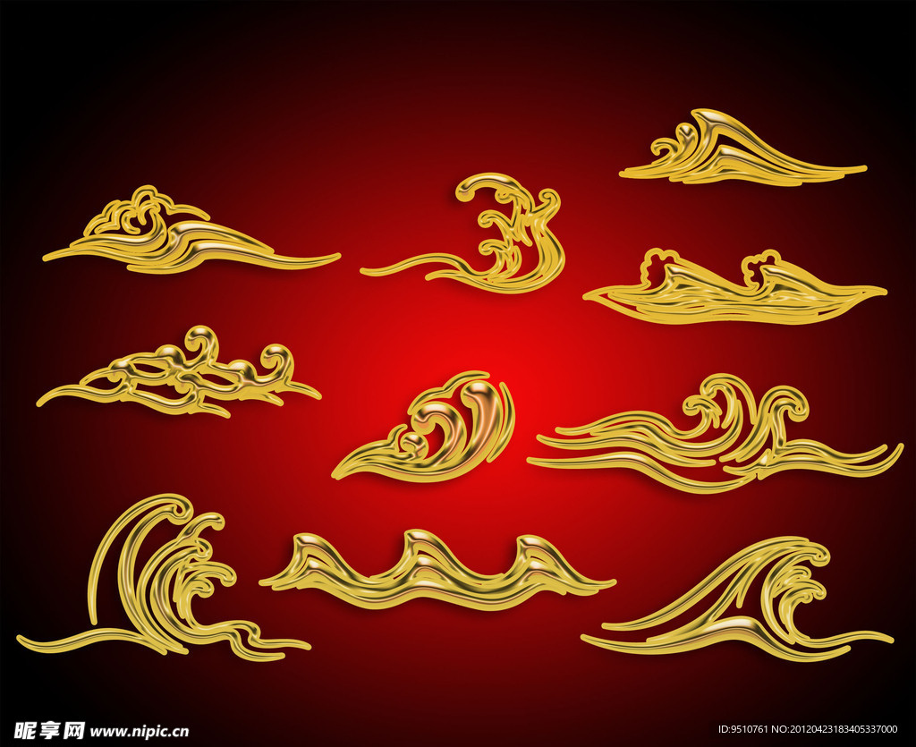 金色祥云图案设计素材