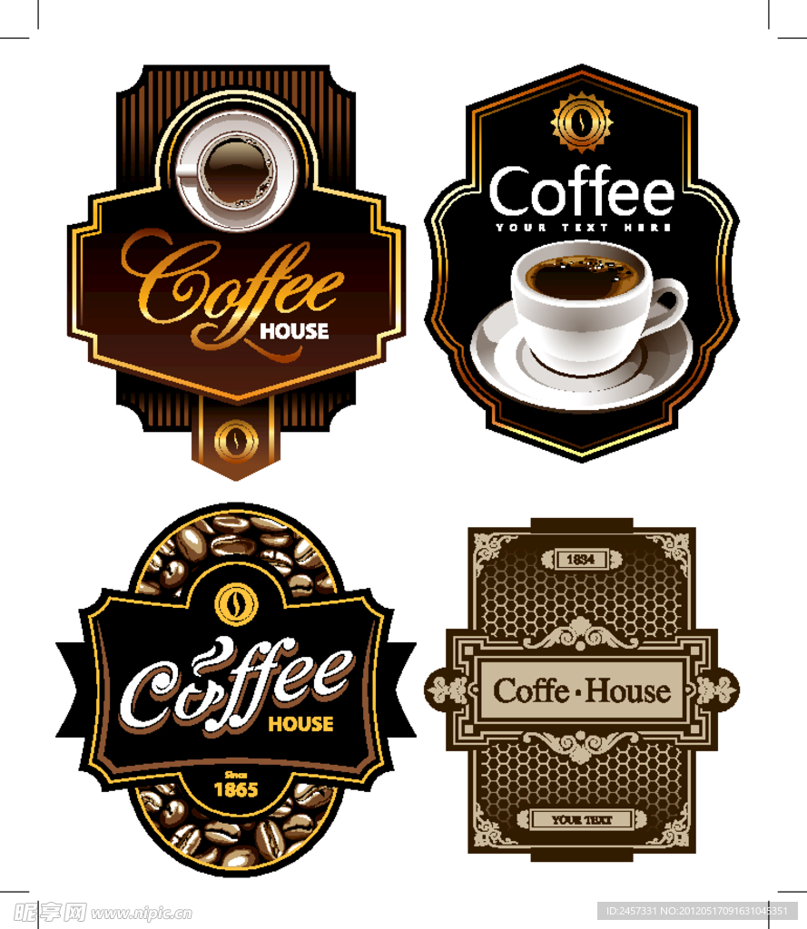 时尚咖啡标签贴纸