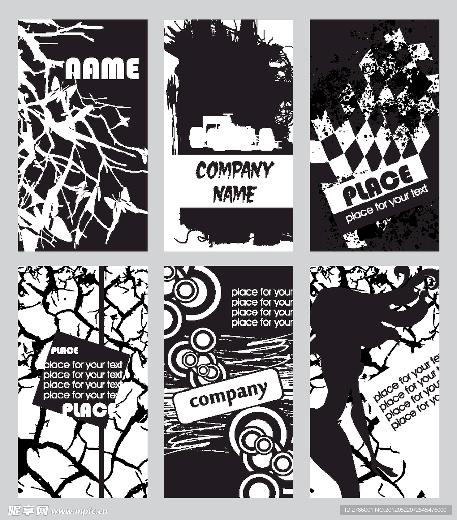 时尚黑白名片矢量素材