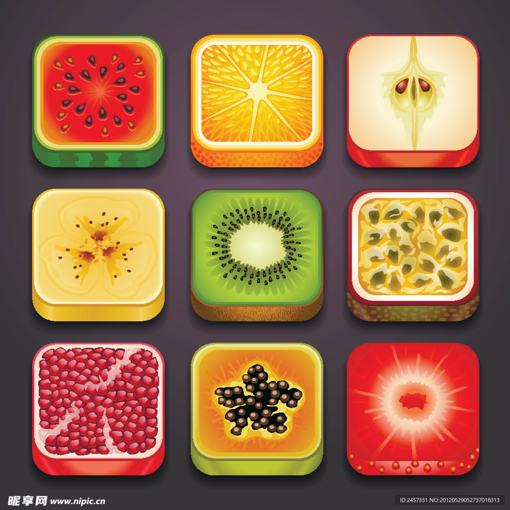 水果标本 水果图标