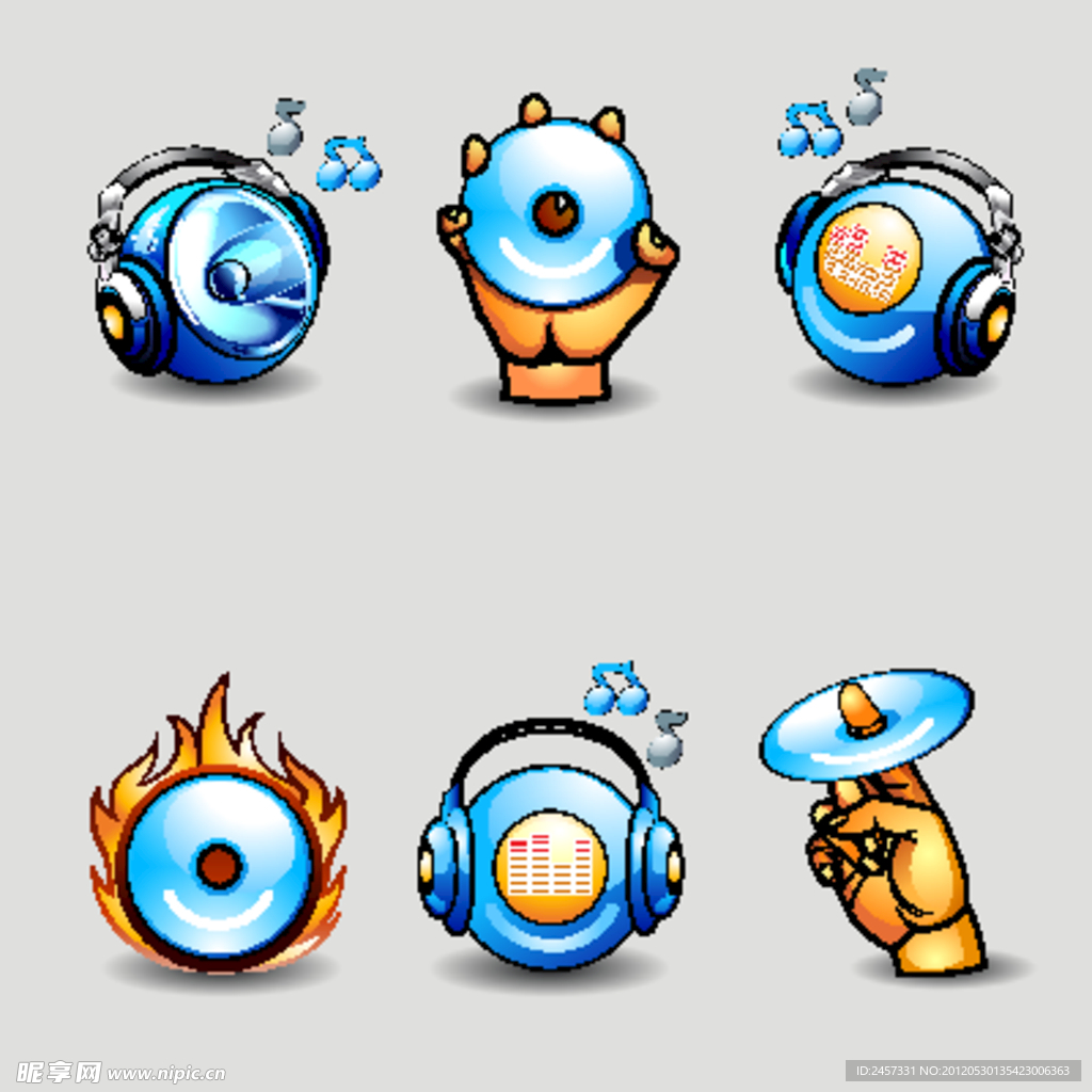 3d水珠水滴火焰音乐图标